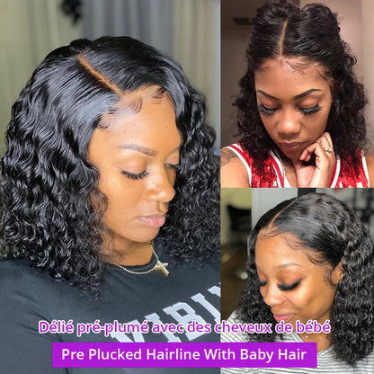 Brazilian Deep Water Wave Human Hair Wig - 13x4 Lace Front Bob