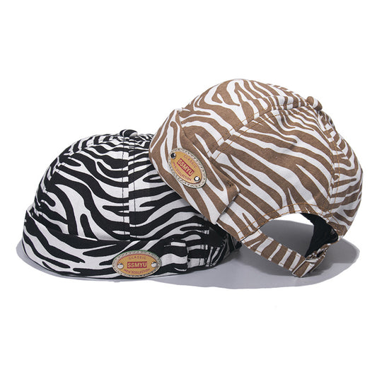 Borderless Zebra Print Landlord Hat Standard Melon Leather Hat