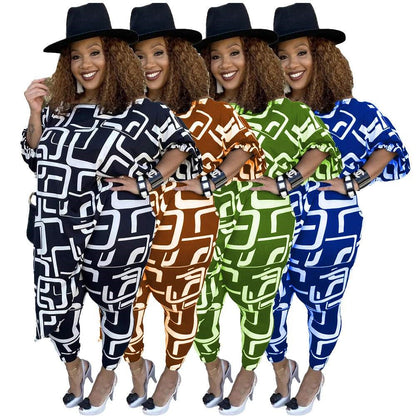 Printing Large Fat Woman Fashion Casual Suit