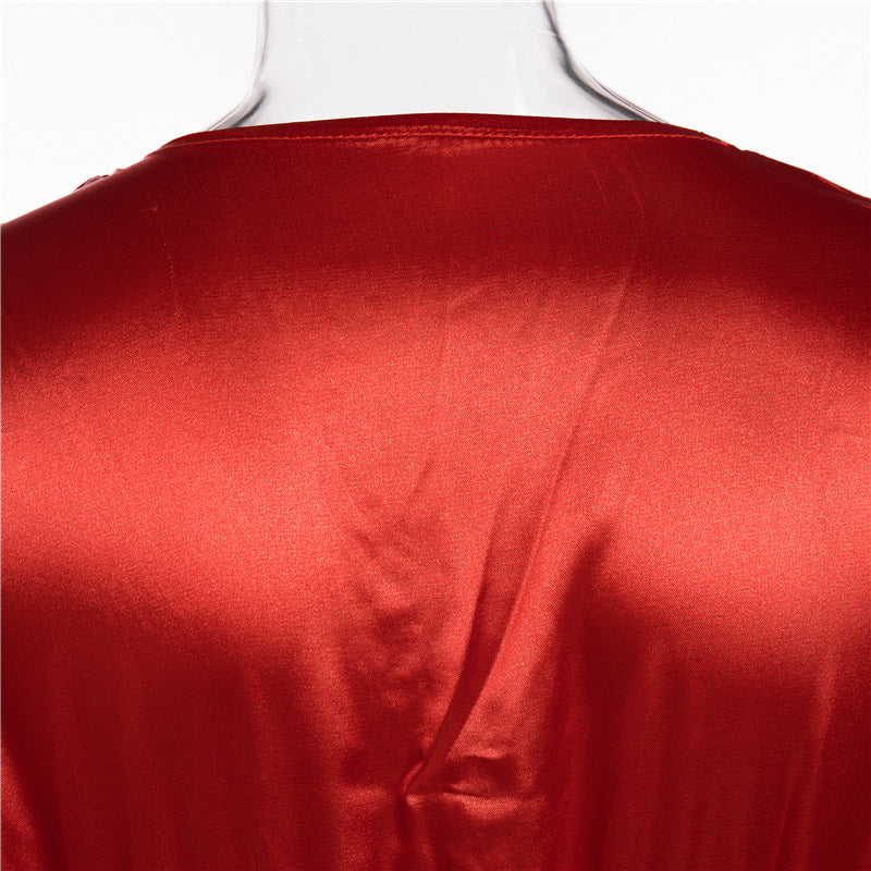 Mid-length Satin Shirt And Long-sleeved T-shirt
