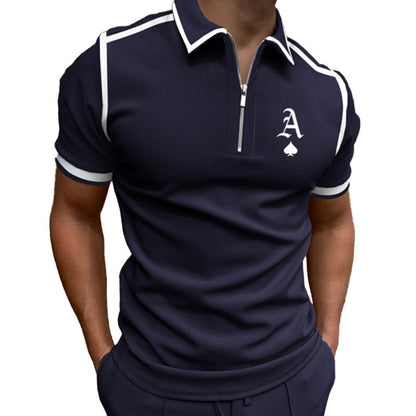 POLO Shirt Zip Colorblock Men's T-Shirt Top