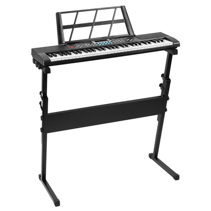 Digital keyboard with stand on a white background