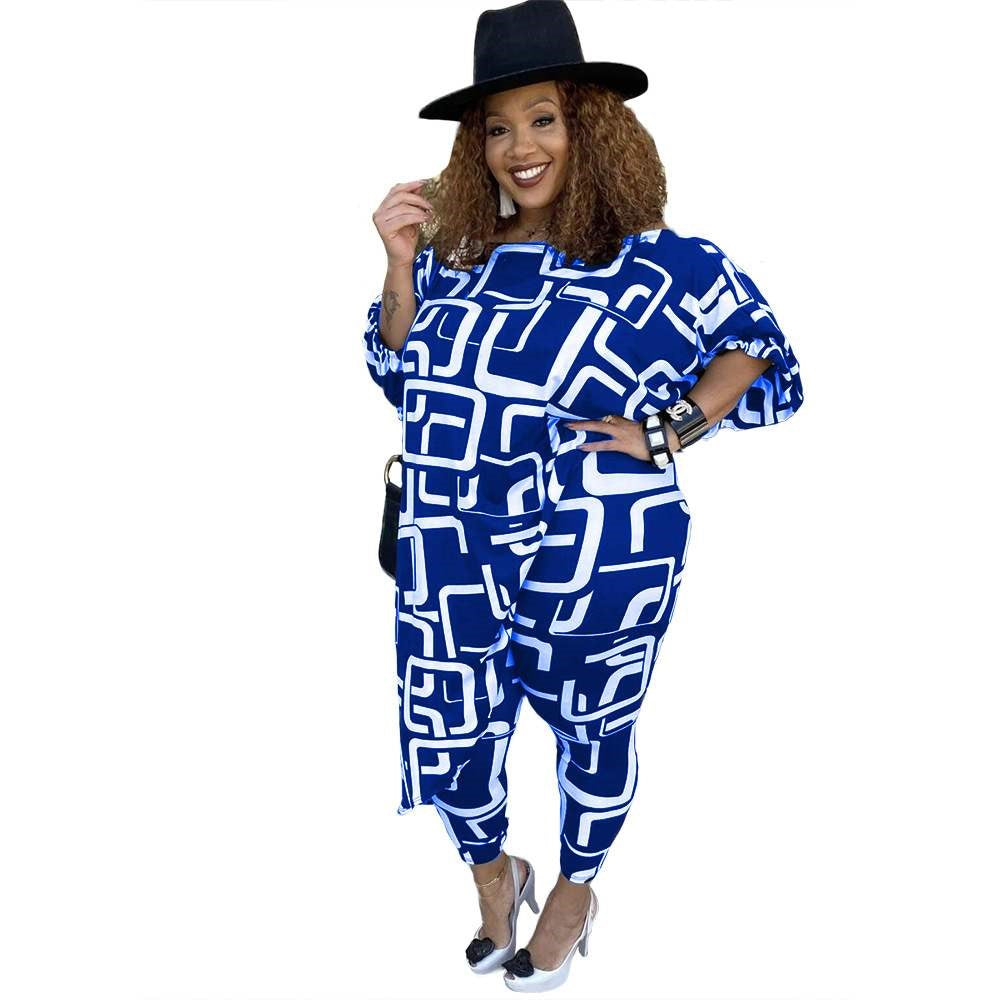 Printing Large Fat Woman Fashion Casual Suit
