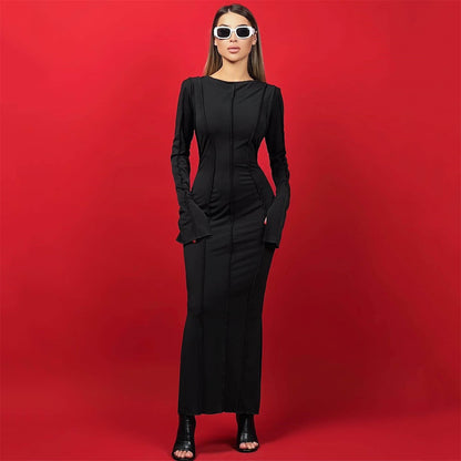 Round-neck Long-sleeved Dress Beauty Clothing