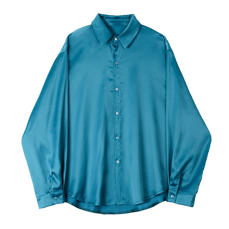 Men's Long-sleeved Loose Slouchy Shirt Bottoming Shirt Top