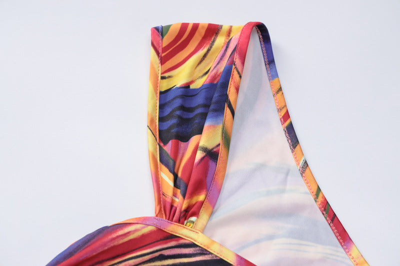 Printed Pleated Slim Dress Suit For Women