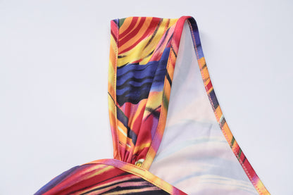 Printed Pleated Slim Dress Suit For Women
