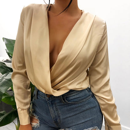 Mid-length Satin Shirt And Long-sleeved T-shirt