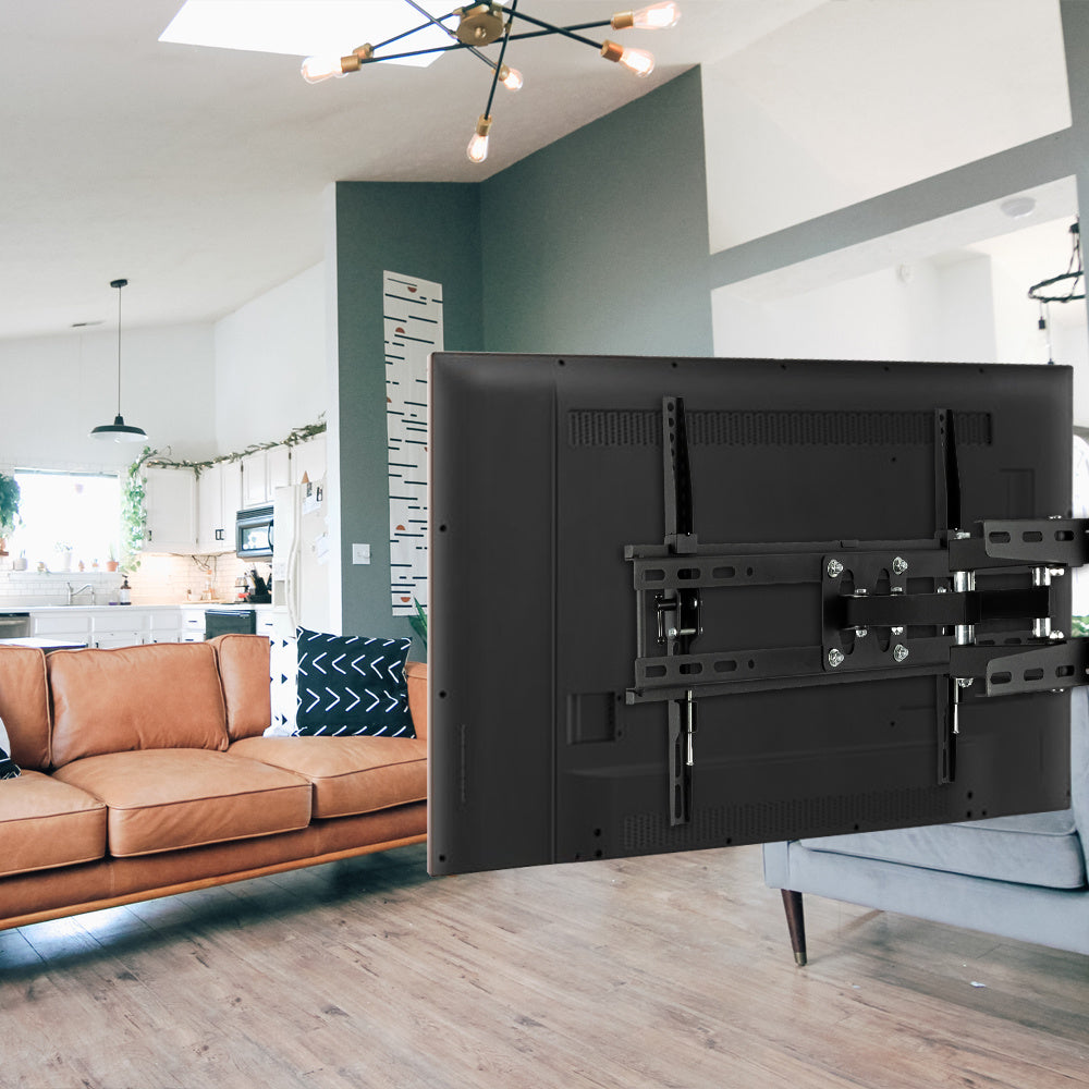 Living room with a mounted TV and modern decor