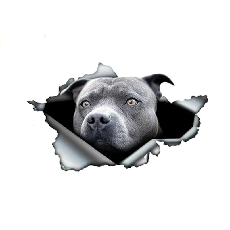 Blue Pitbull Reflective Car Sticker - Waterproof Decal, 13cm x 7.8cm
